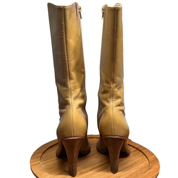 ANTONIO MELANI Jamie Glove Fit Women 9 Mid Calf Camel Leather Boots Pointed Toe - Picture 6 of 13